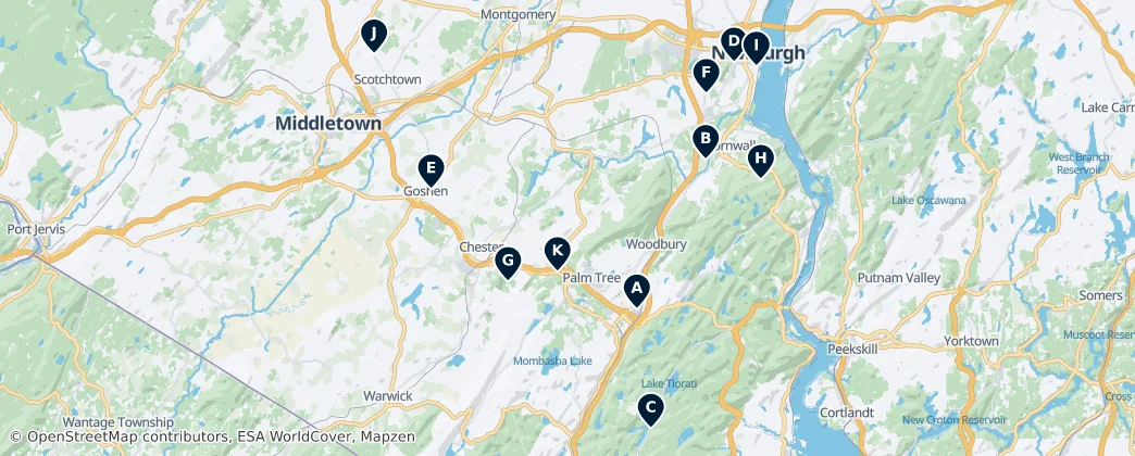 Map of Orange County, New York