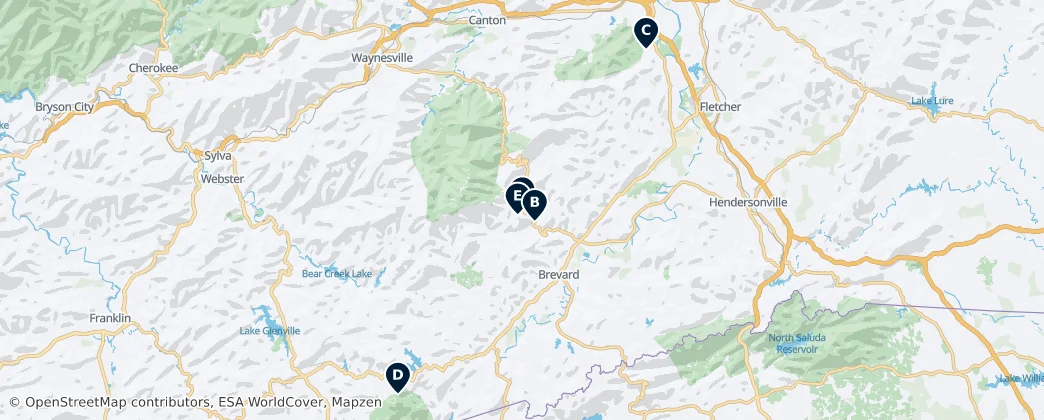 Map of Pisgah National Forest