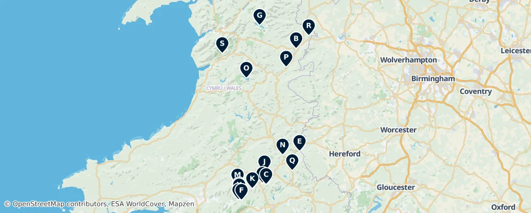 Map of Powys