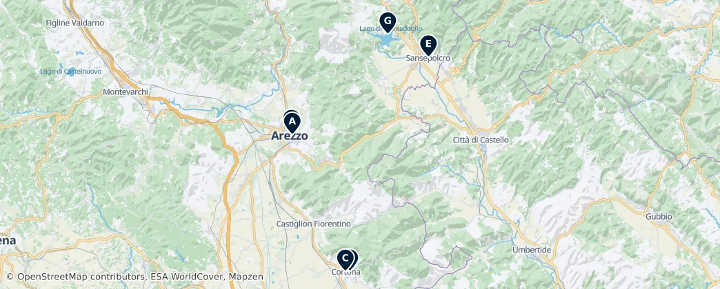 Map of Province of Arezzo