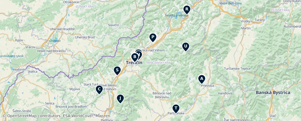 Map of Trenčín Region