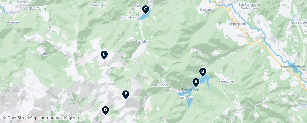 Map of Regional Natural Park of the Apuan Alps
