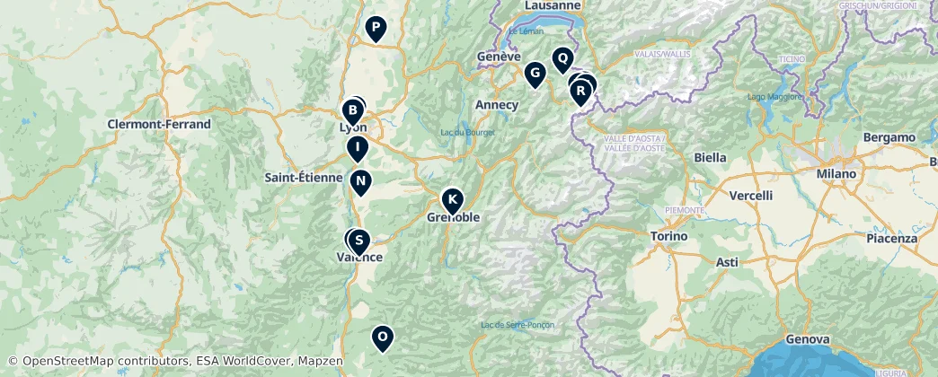 Map of Rhône-Alpes