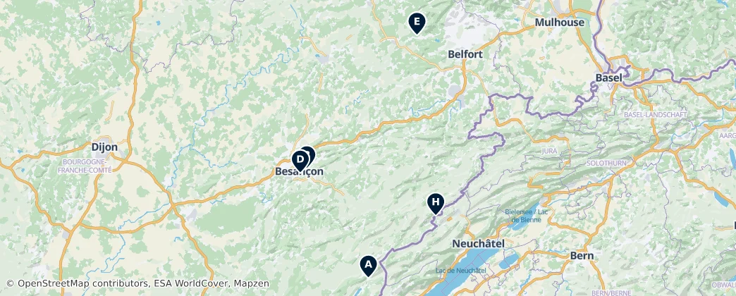 Map of Roman Catholic Archdiocese of Besançon