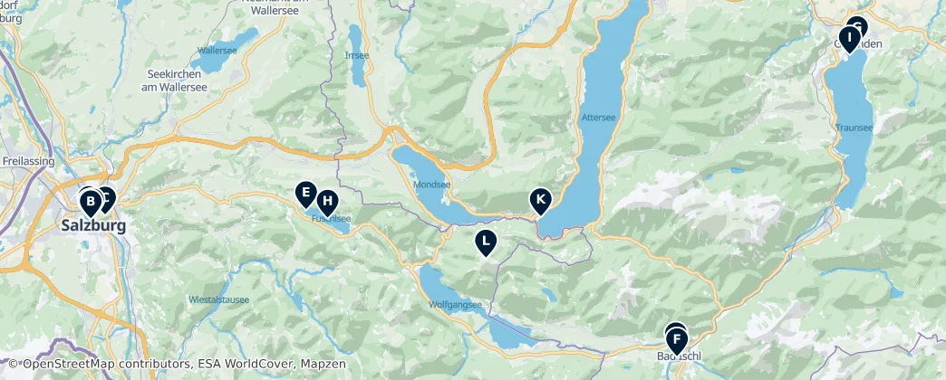 Map of Salzkammergut Mountains