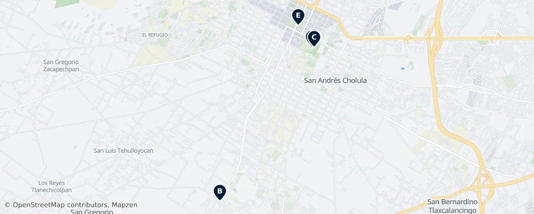 Map of San Andrés Cholula
