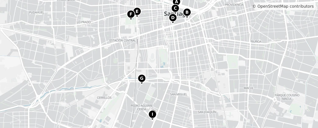 Map of Santiago Province, Chile