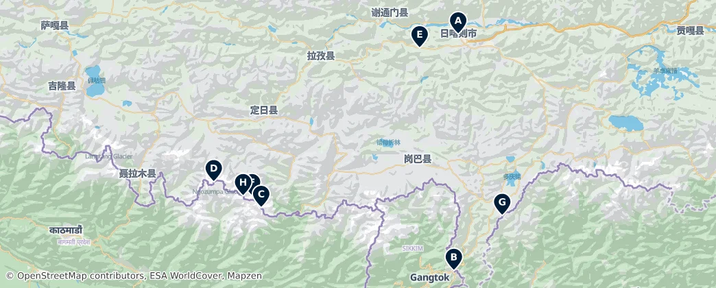 Map of Shigatse