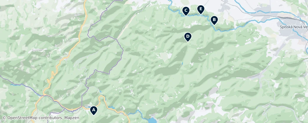 Map of Slovak Paradise National Park