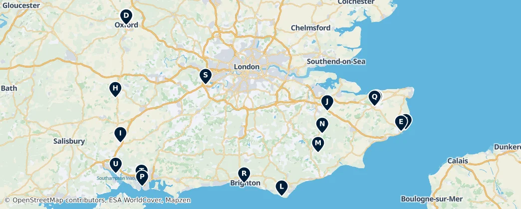 Map of South East England