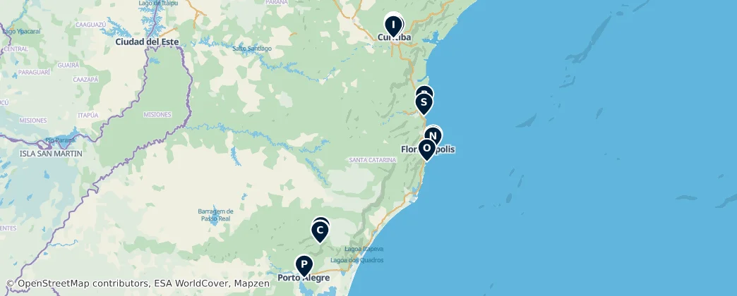 Map of South Region, Brazil
