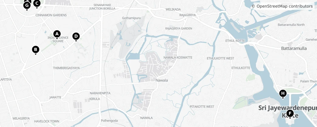 Map of Sri Jayawardenepura Kotte