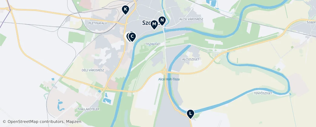 Map of Szolnoki járás