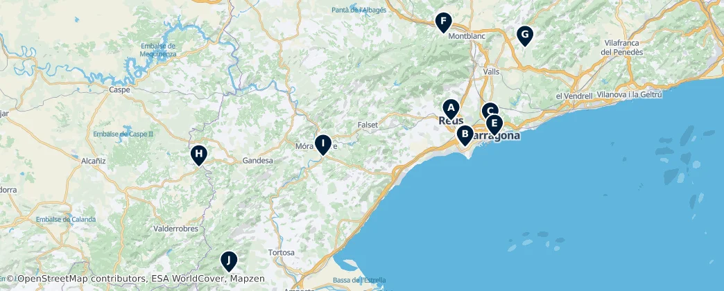 Map of Province of Tarragona