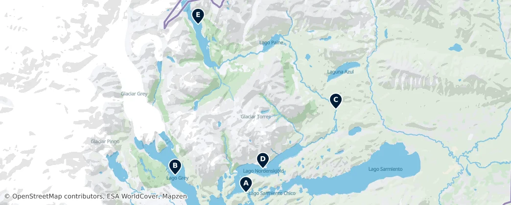 Map of Torres del Paine National Park