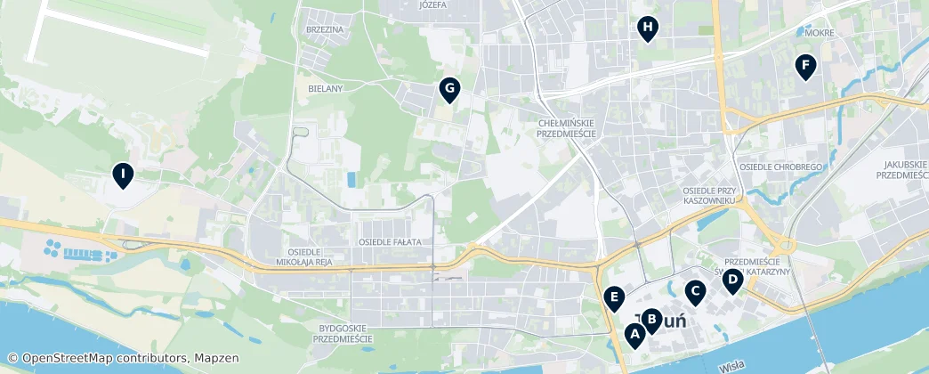 Map of Toruń