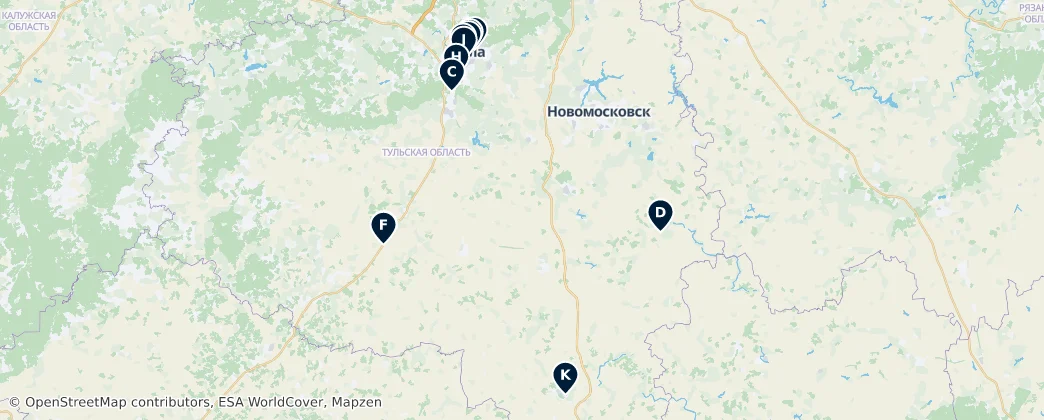 Map of Tula Oblast