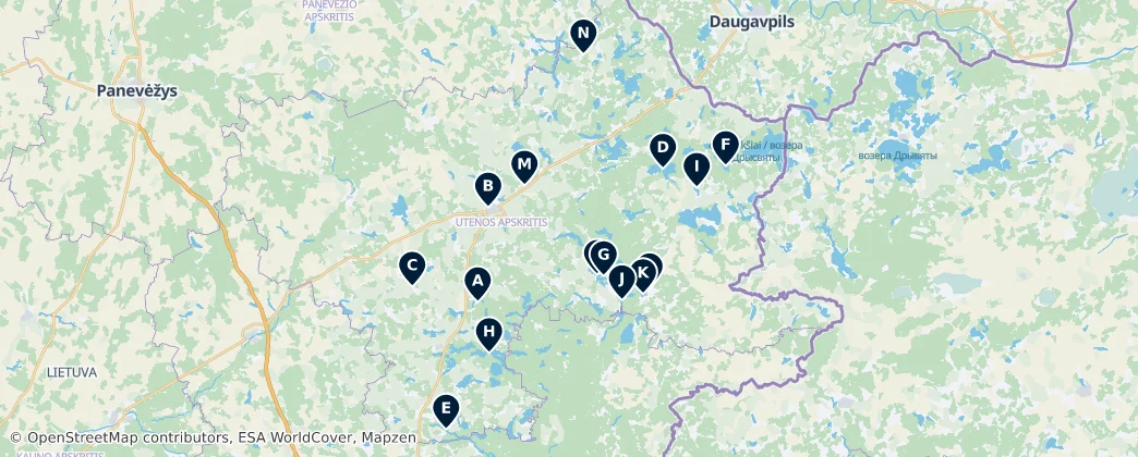 Map of Utena County