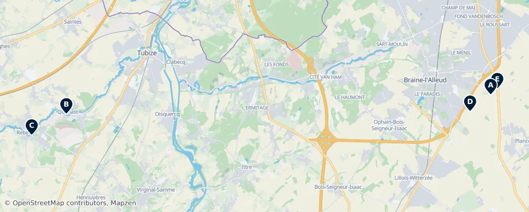 Map of Walloon Brabant