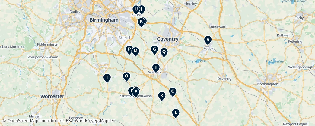 Map of Warwickshire