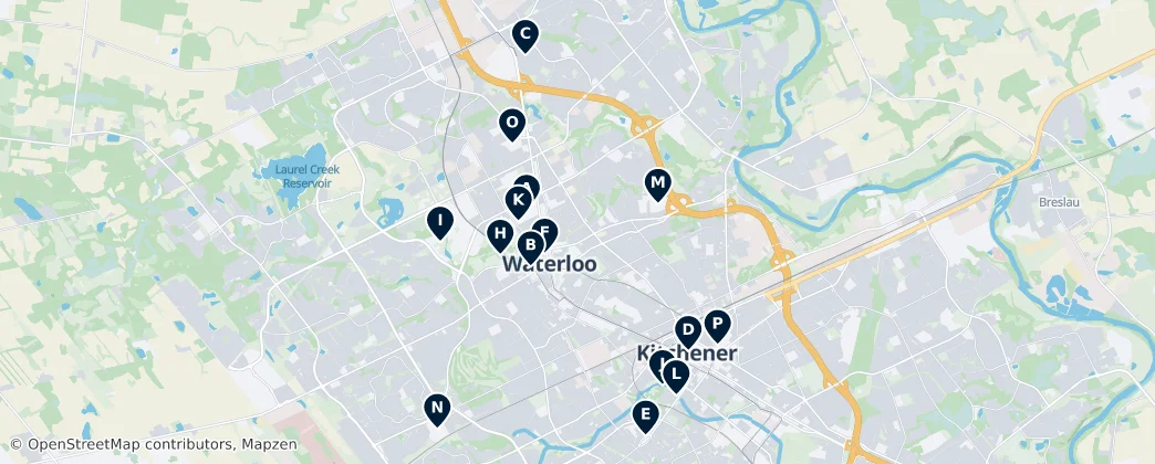 Map of Waterloo, Ontario