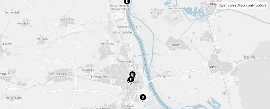 Map of Worms, Germany