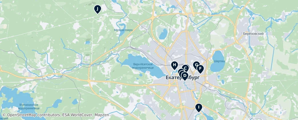 Map of Yekaterinburg