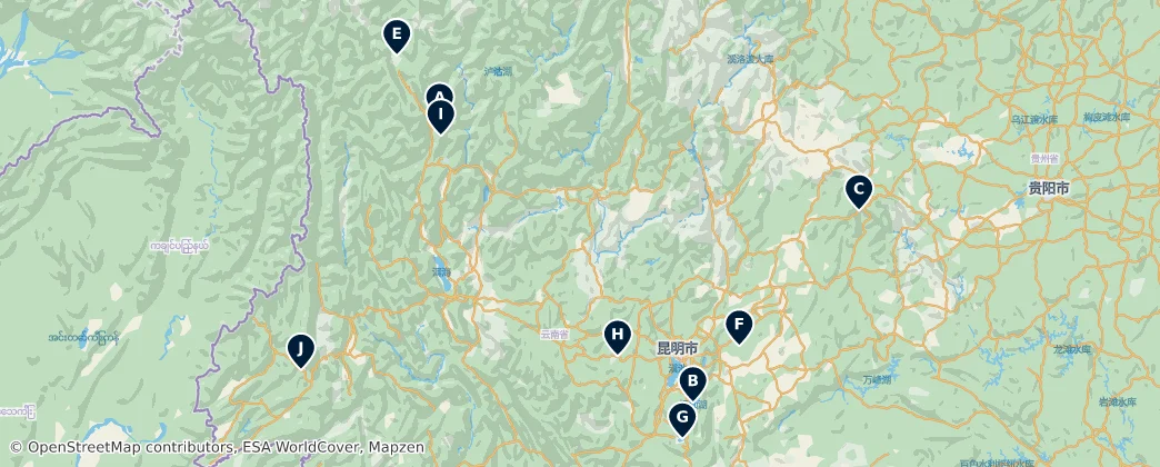 Map of Yunnan Province