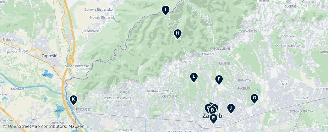 Map of Zagreb