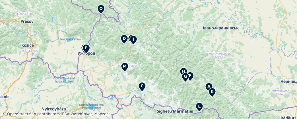 Map of Zakarpattia Oblast