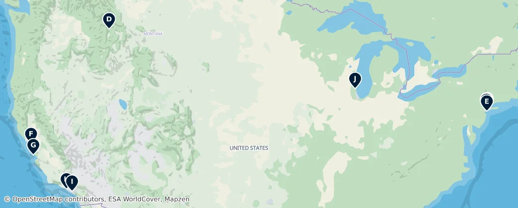 Map of 北美洲