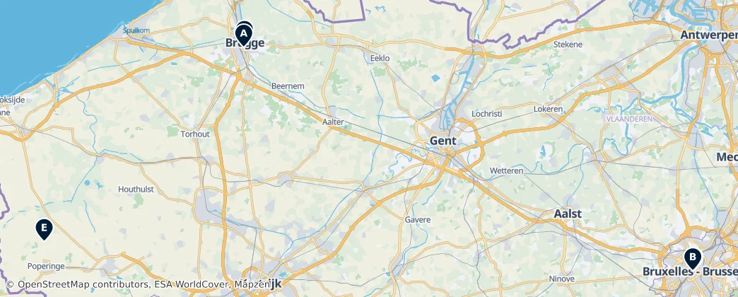 Map of België / Belgique / Belgien (land mass)