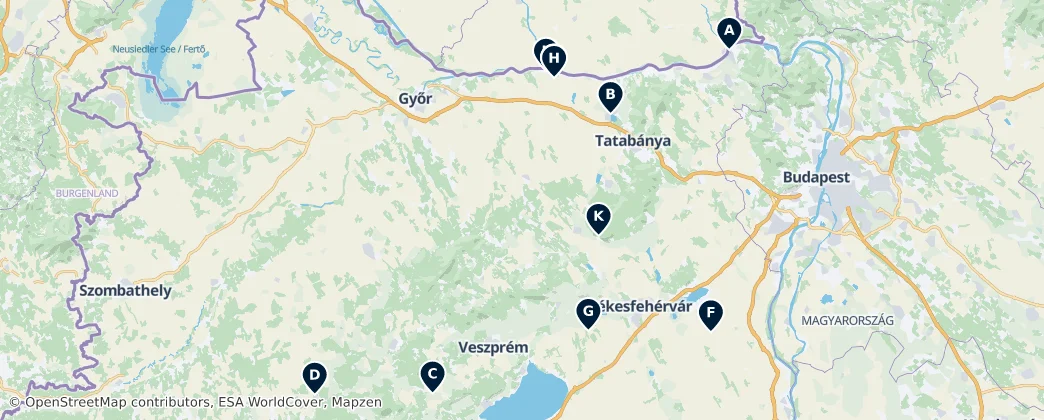 Map of Central Transdanubia