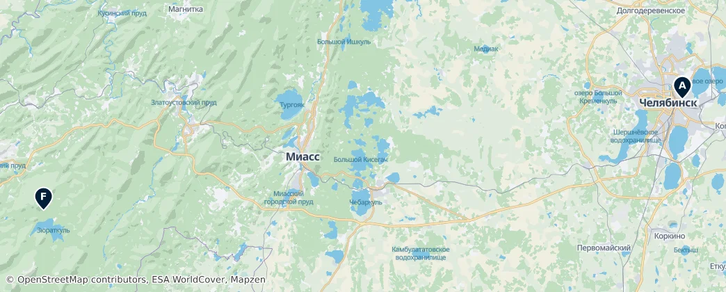 Map of 车里雅宾斯克州