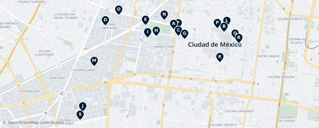 Map of Cuauhtémoc, Mexico City