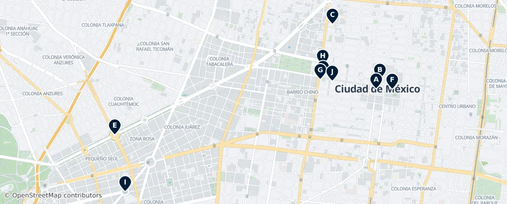 Map of Cuauhtémoc, Mexico City