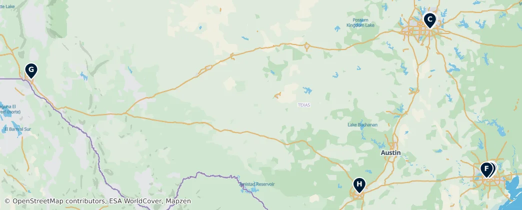 Map of 德克萨斯州