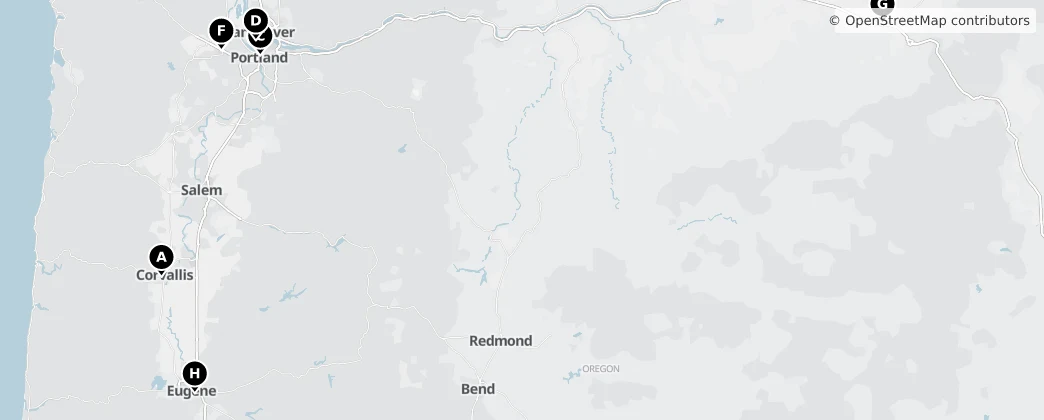 Map of 俄勒冈州