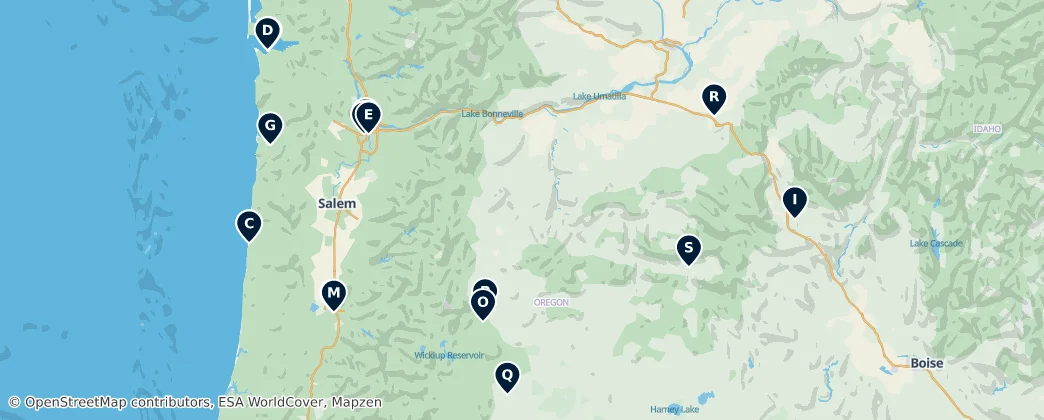 Map of 俄勒冈州