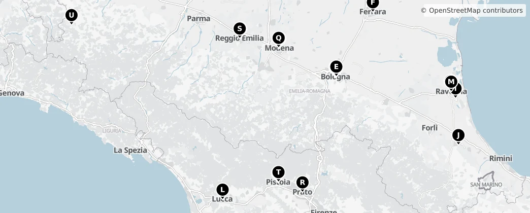 Map of 艾米利亚-罗马涅大区