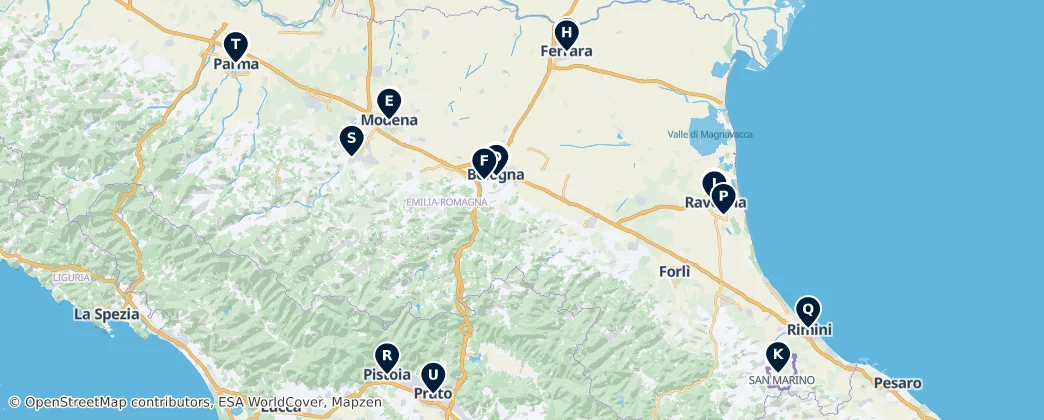 Map of 艾米利亚-罗马涅大区