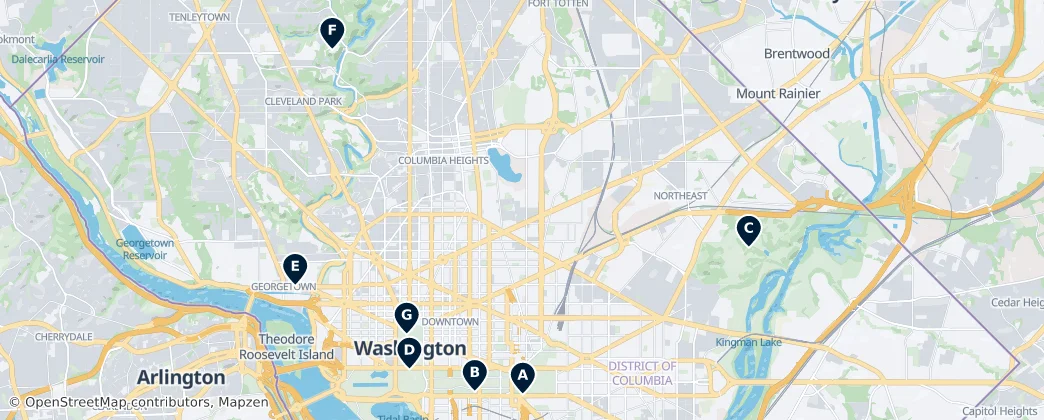 Map of 华盛顿哥伦比亚特区 / 華盛頓哥倫比亞特區