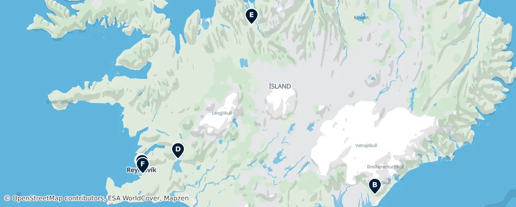 Map of Ísland