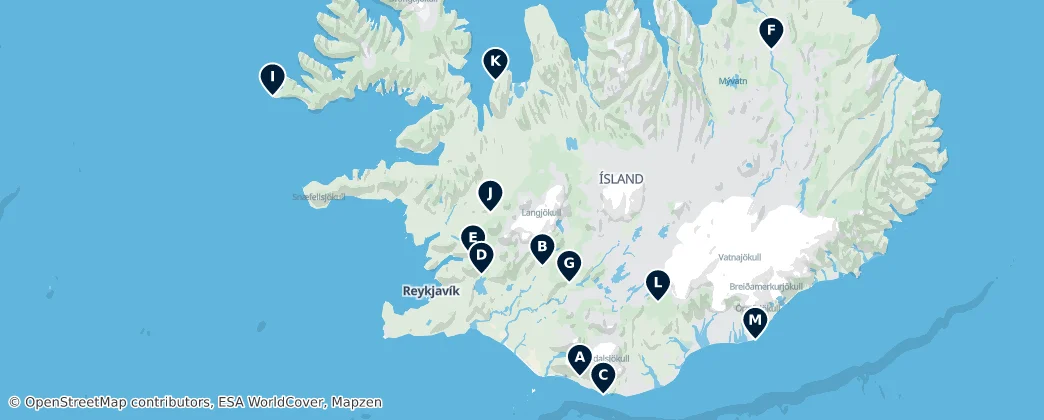 Map of Ísland