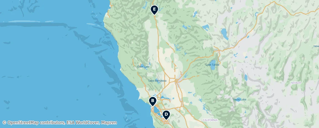 Map of 加利福尼亚州