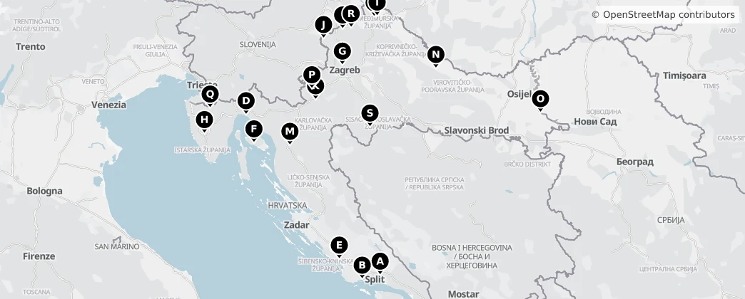Map of 克羅地亞/克罗地亚/克羅埃西亞