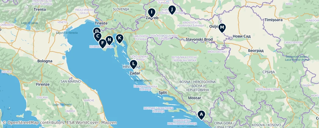 Map of 克羅地亞/克罗地亚/克羅埃西亞