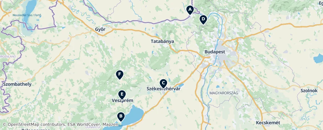 Map of Central Transdanubia