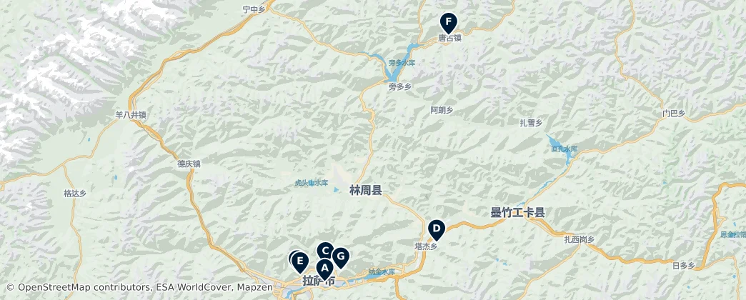 Map of 拉萨市