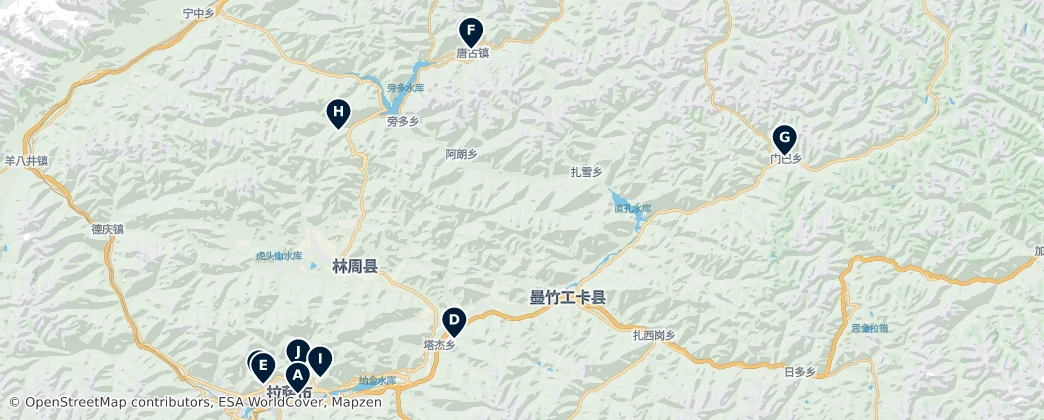 Map of 拉萨市